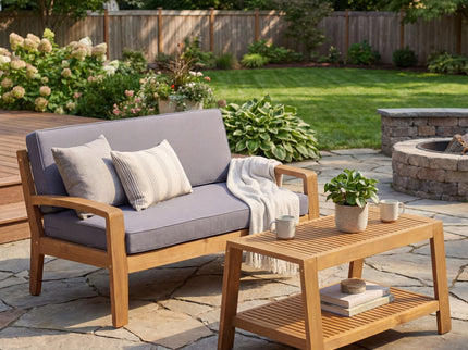2 Piece Outdoor Conversation Set (Loveseat & Coffee Table With Water-Resistant Cushions)