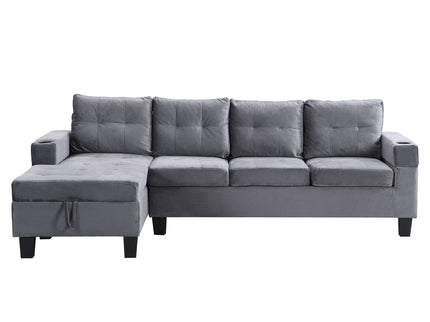 Modern Sectional Sofa Set With L Shape Chaise Lounge And Storage