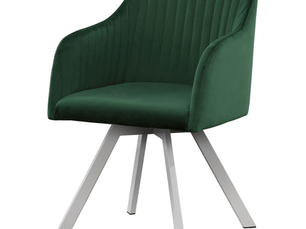 Tufted Swivel Dining Chair With Slim Sloped Arms - Green