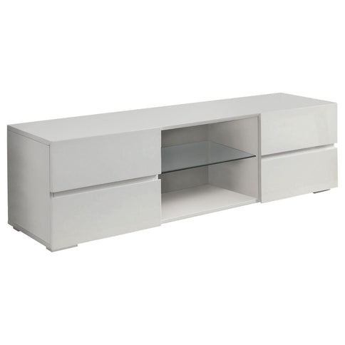 Glossy 4 Drawer TV Console - White