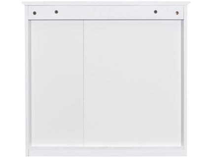 Bathroom Vanity With Top Sink, 2 Doors And 3 Drawers, Freestanding Set With Mirror Cabinet