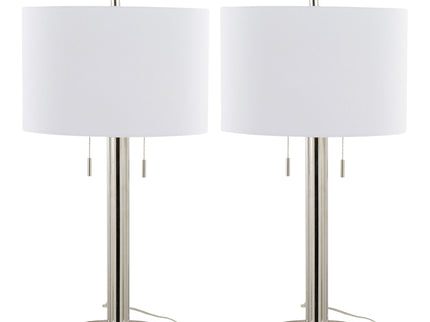 Master - 29" Contemporary Table Lamp (Set of 2) - Polished Nickel / White