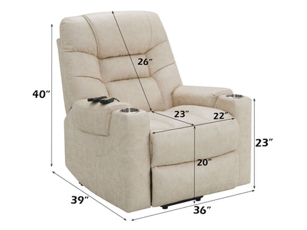 Nairi - Leather Aire Power Motion Recliner With Lift Heating Massage Function - Ivory