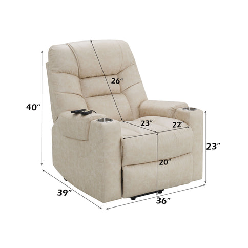 Nairi - Leather Aire Power Motion Recliner With Lift Heating Massage Function - Ivory