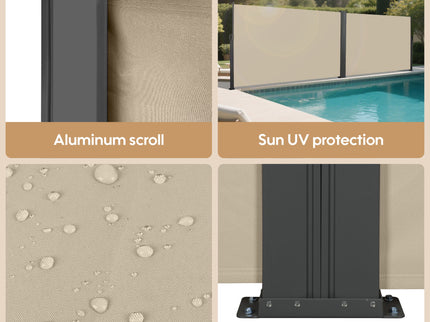 Retractable Side Awning, Waterproof And UV Resistant, Privacy Screen For Patio