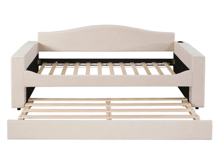 Upholstered Daybed With Storage Armrests, Trundle And Latest Integrated tooth Audio System