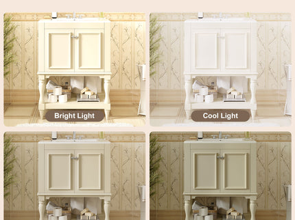 Modern Bathroom Vanity With Sink, Rectangular Cabinet With Open Shelf And Closed Storage