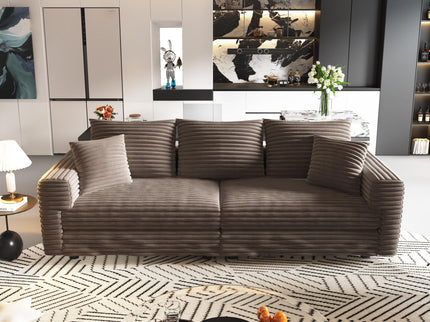 Deep Seat Convertible Sofa With Soft Pillows And Ottomans