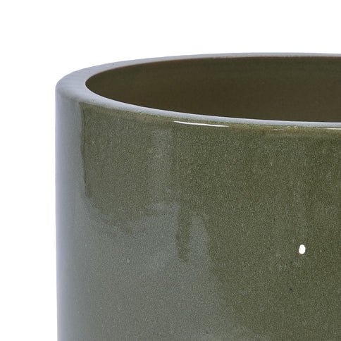 3 Pieces Ceramic Flowerpot, Planter For Patio, Garden Or Windowsills - Antique Light Green
