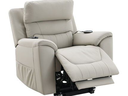 Marsha - Silicone Synthetic Leather Power Motion Recliner With Lift Heating Massage Chair - Light Gray
