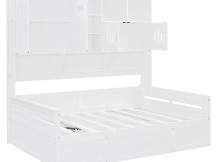 Daybed With All-In-One Cabinet And Shelf
