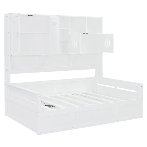 Daybed With All-In-One Cabinet And Shelf