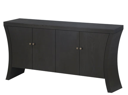 Refined Industrial 4 Door Credenza With Arc Legs & Clasps