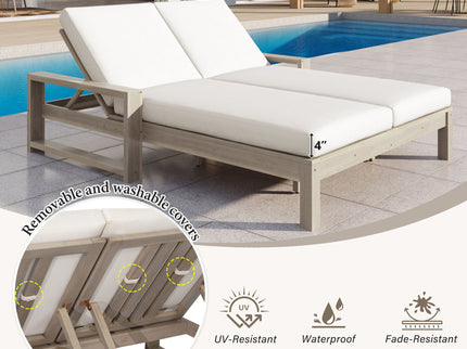 Outdoor Double Lounge Chair With 5 Position Adjustable Backrest