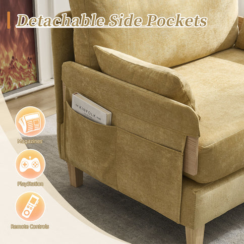 Mid Century Modern Foldable Sofa Bed, 3 In 1 Convertible Sleeper With 3 Pillows