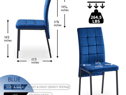 High Back Nordic Dining Chair Modern Fabric Chair With Legs (Set of 2)