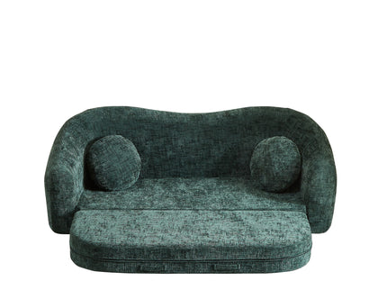 Curved Convertible Sofa, 2 In 1 Frameless Folding Sofa Bed With Pull Out Base And Deep Seat