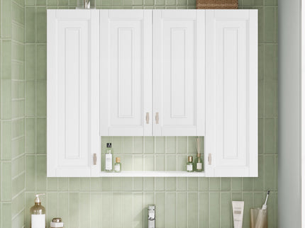 Bathroom Cabinet With 5 Adjustable Shelves, Soft Closing Hinges, Open Shelving Design - White