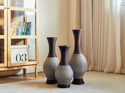 Tall Designer Floor Vase With Elegant 2 Tone