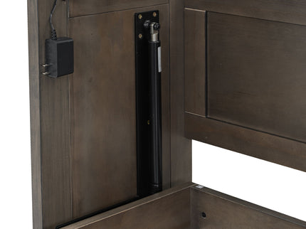 Murphy Bed With LED Light, Foldable Wall Bed Cabinet