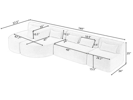 Upholstered Sofa Free Combined Sofa Couch With 2 Chaise Lounge And Five Back Pillows For Living Room