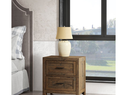 Rustic 2 Drawer Nightstand - Brown - Wood