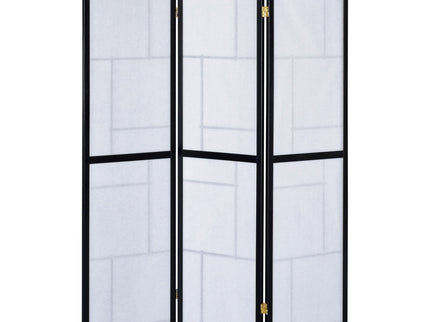 Reese - 3 Panel Room Divider Folding Shoji Screen With Accents - Beige / White