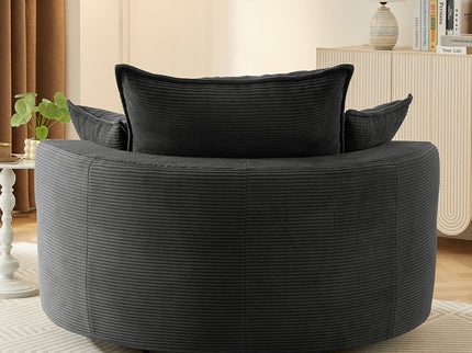 360° Swivel Accent Barrel Chair With Dual Layer Cushion And 3 Removable Pillows