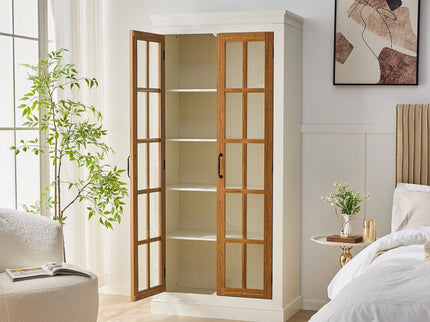 Rustic Style Display Cabinet With Glass Doors For Collectibles