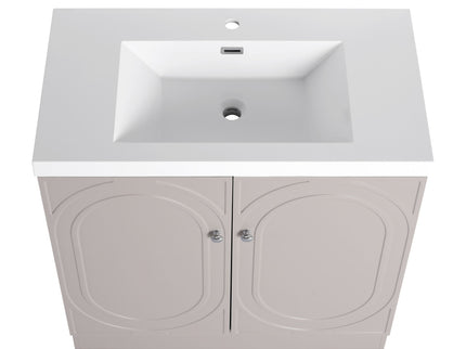 Contemporary Freestanding Bathroom Vanity With Resin Sink & Soft-Close Cabinet Doors