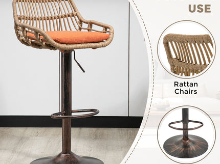 Modern Swivel Bar Stools Adjustable Counter Chairs With Footrest (Set of 2)