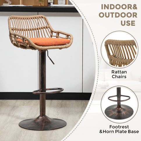 Modern Swivel Bar Stools Adjustable Counter Chairs With Footrest (Set of 2)