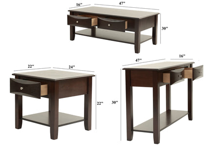 Table Set With Drawers And Open Shelf Storage