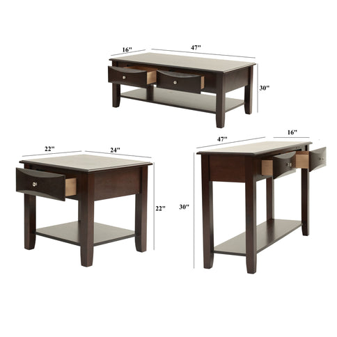 Table Set With Drawers And Open Shelf Storage