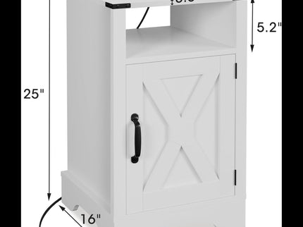 Farmhouse Nightstand, Charging Station & Storage