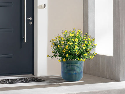Grid Flowerpot (Set of 3), Planter For Patio, Garden, Windowsill - Blue / Green