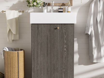 Bathroom Vanity With Sink, Freestanding Wood Grain Cabinet With Storage