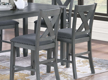 7 Piece Dining Room Furniture, Counter Height Table And 6 Chairs Set - Gray