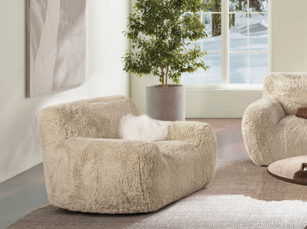 Summit - Faux Sheepskin Overstuffed Arm Chair - Cream Beige