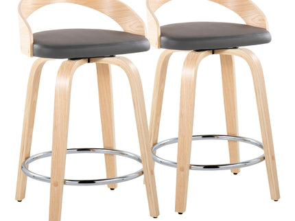Grotto - Contemporary Fixed Height Counter Stool & Swivel, Round Footrest (Set of 2)