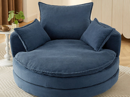 360° Swivel Accent Barrel Chair With Dual Layer Cushion And 3 Removable Pillows