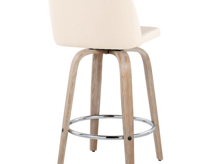 Toriano - Modern Design Fixed Height Counter Stool With Swivel With Round Footrest (Set of 2)