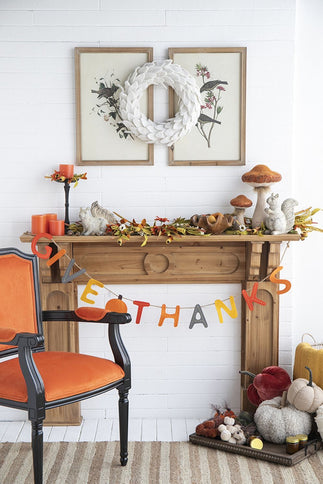 Length Colorful Give Thanks Banner, Home Decor For Harvest Festival Fall Festival & Thanksgiving Table Decorations (Set of 2) - Orange Multi