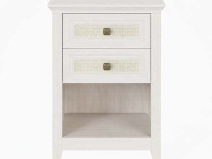 Nightstand With 2 Drawers & Shelf - White