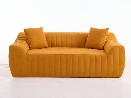 Oversized 2 Seater Loveseat With 2 Decor Throw Pillows, Deep Seat Sofa For Living Rooms