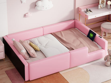 Platform Bed With Guardrail And Charging Station