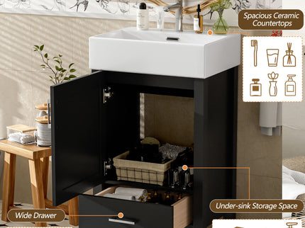 Bathroom Vanity With Sink, Frame And Drawer