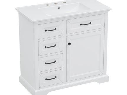 Modern Bathroom Vanity With Sink Top, 4 Drawers And 1 Soft-Close Door