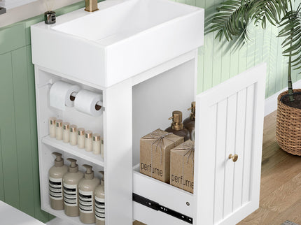 Modern Bathroom Vanity With Sink, Storage Cabinet, Drawer & Side Shelf