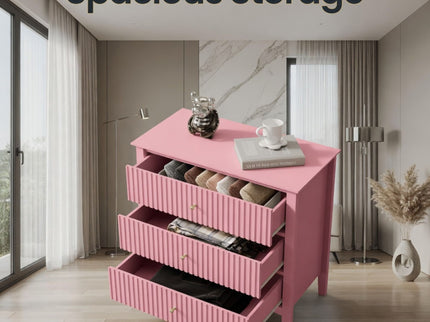 Fluted 3 Drawer Nightstand With Soft Close Slides
